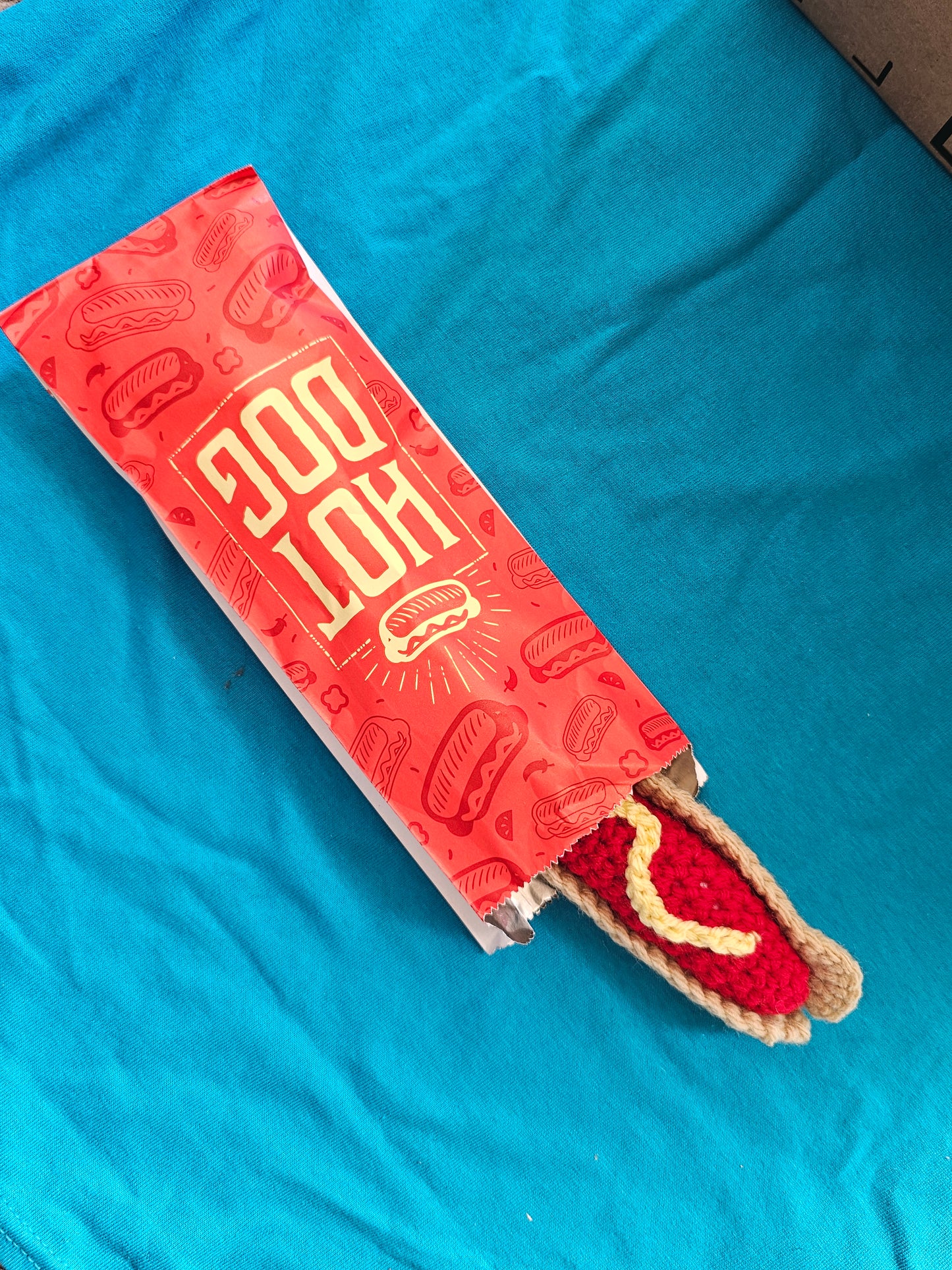 Crochet Hotdog w/bag