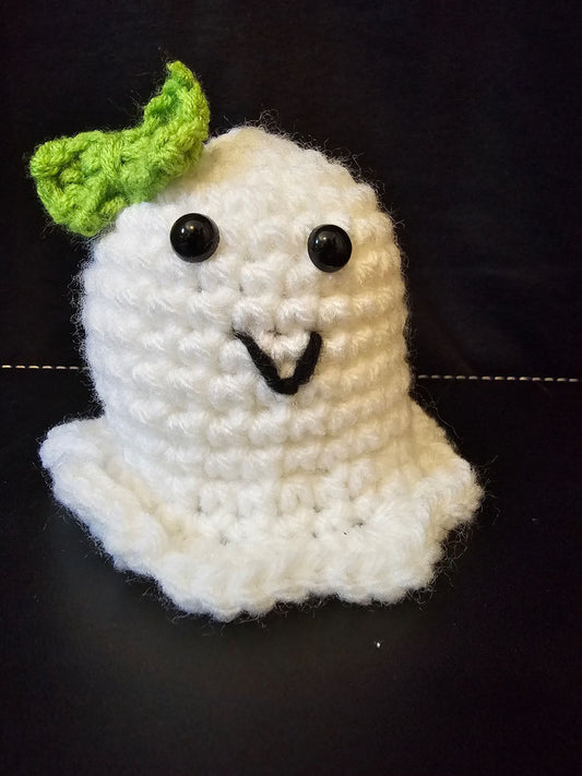 Crochet White Ghost with  Bow