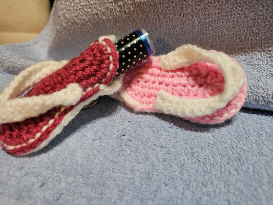 Crochet FlipFlop Keychain w/pocket