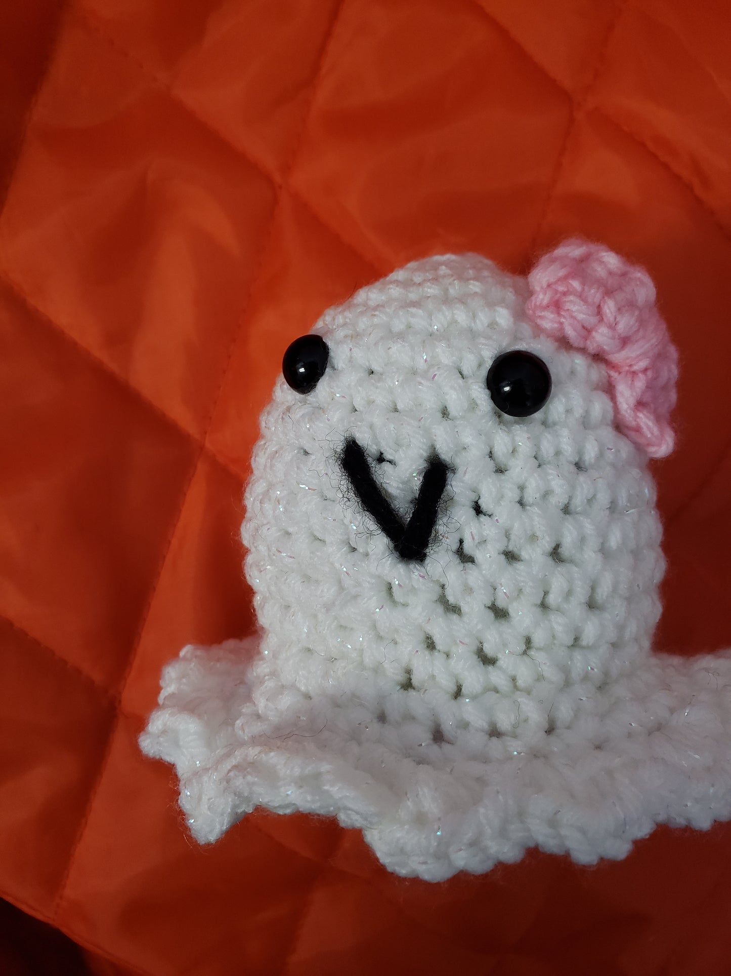 Crochet White Ghost with  Bow