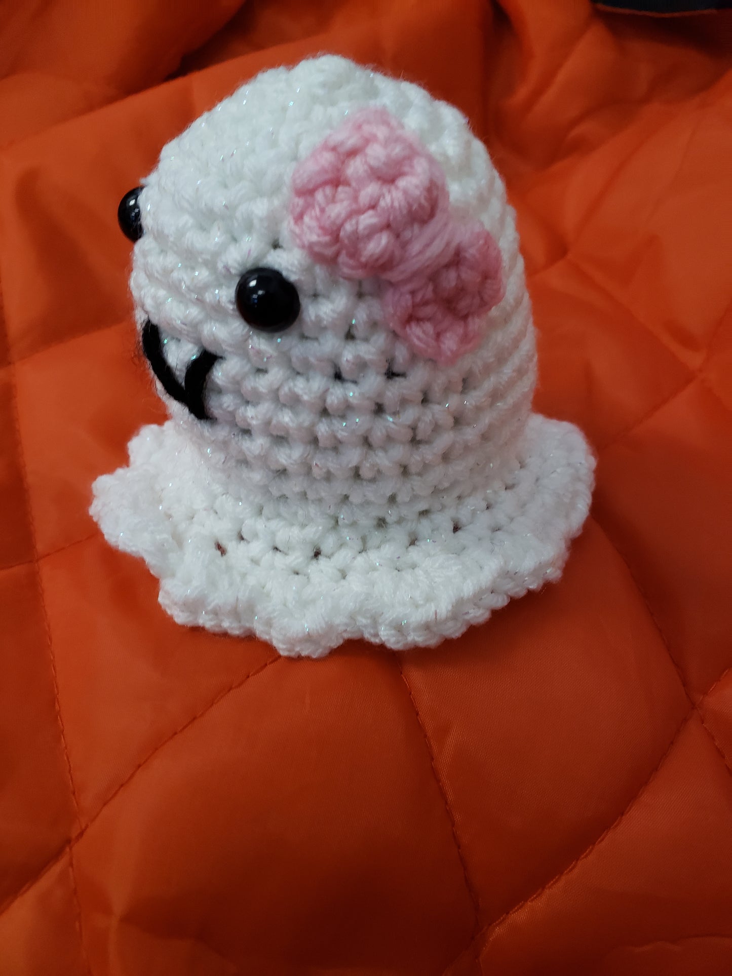 Crochet White Ghost with  Bow