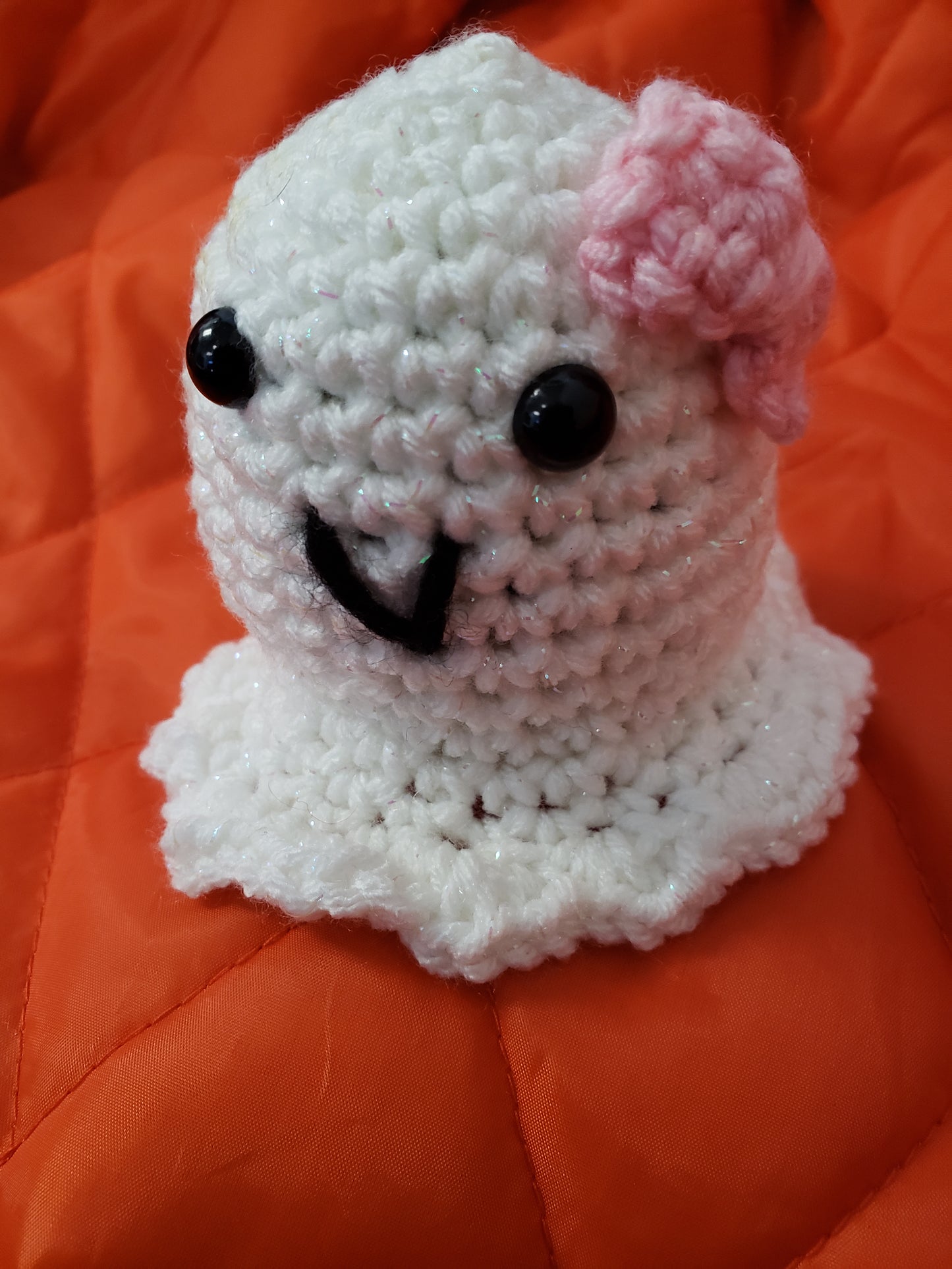 Crochet White Ghost with  Bow