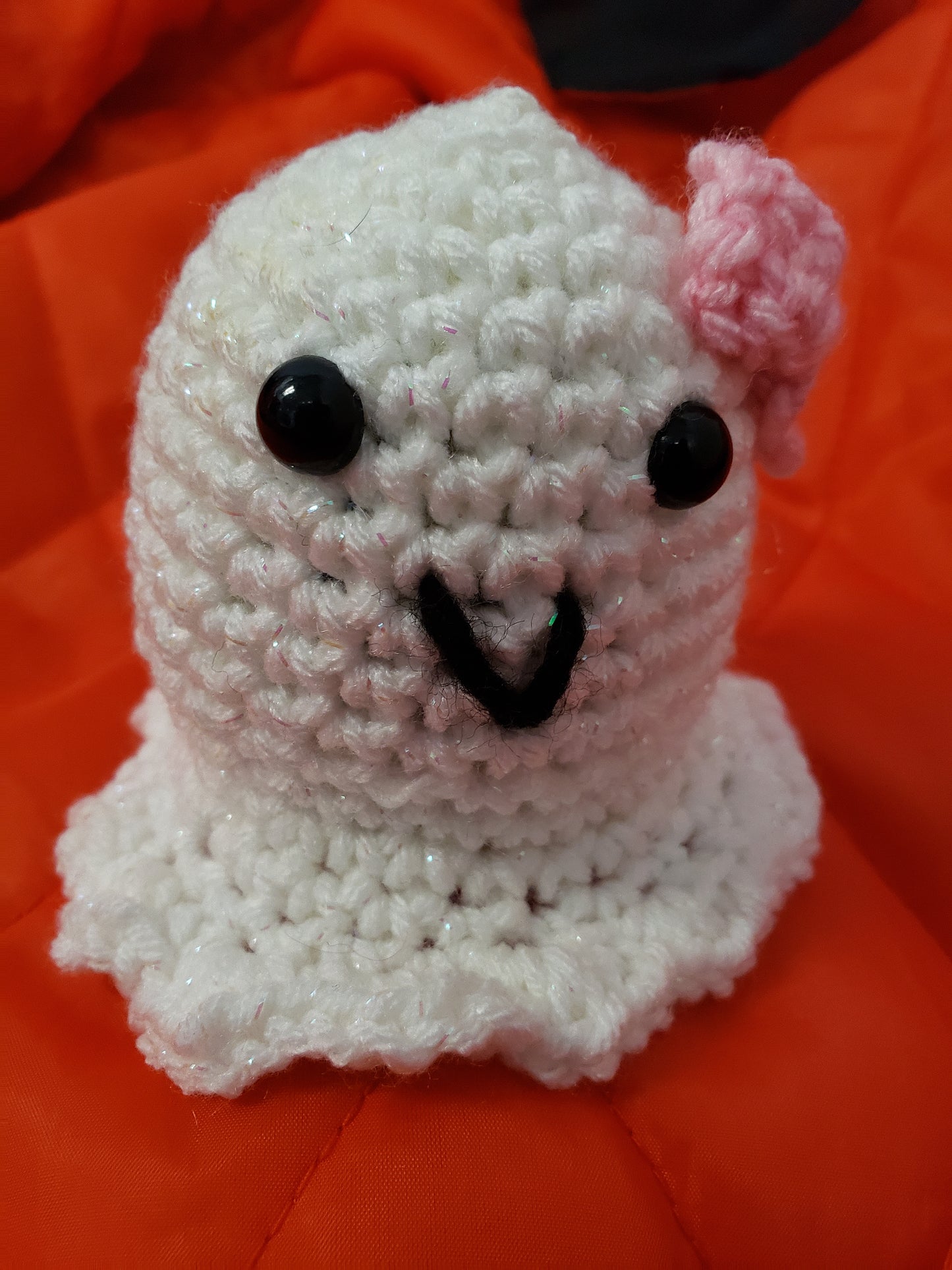 Crochet White Ghost with  Bow