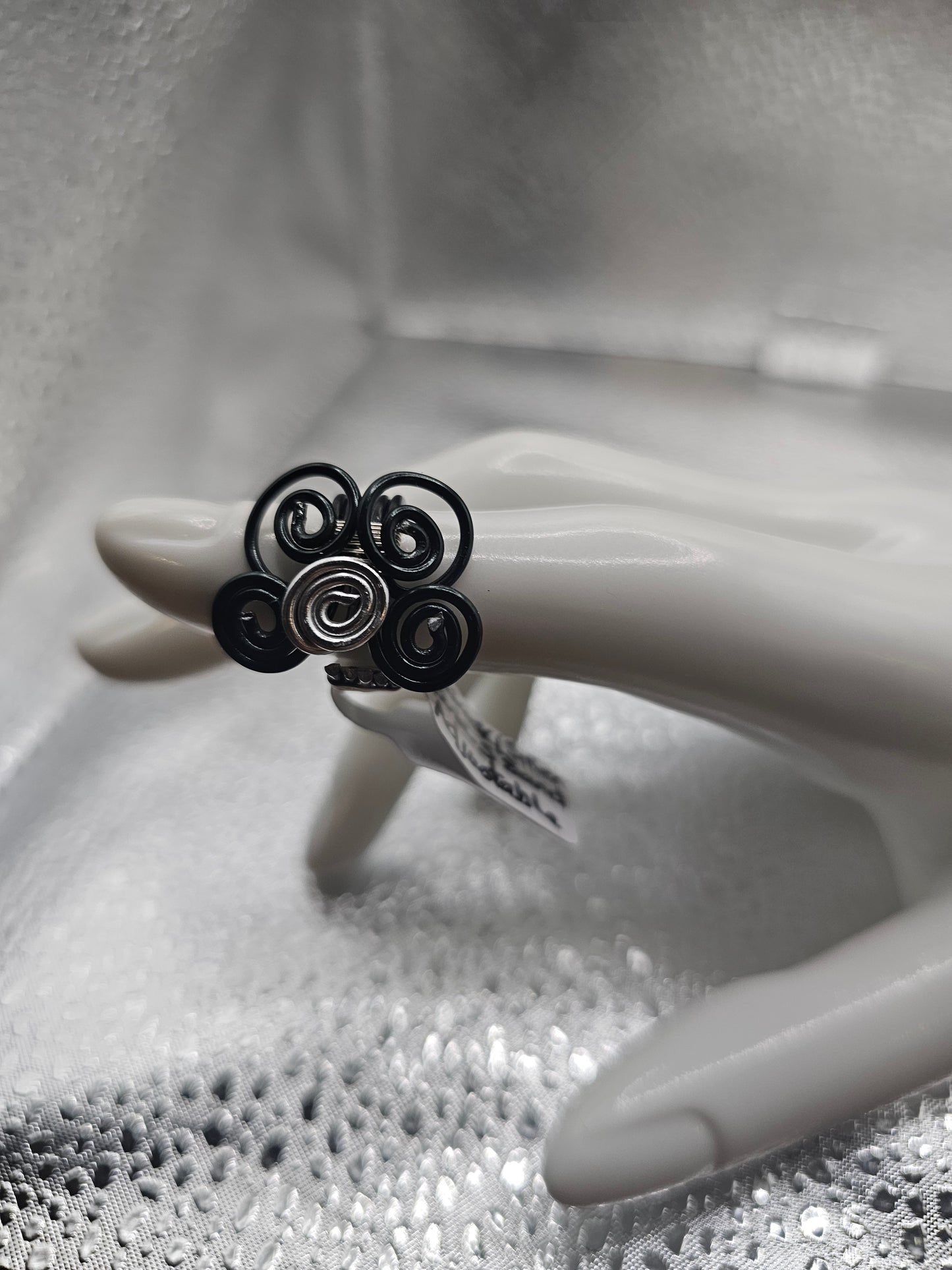 Black & Silver Rose 5 Band Ring