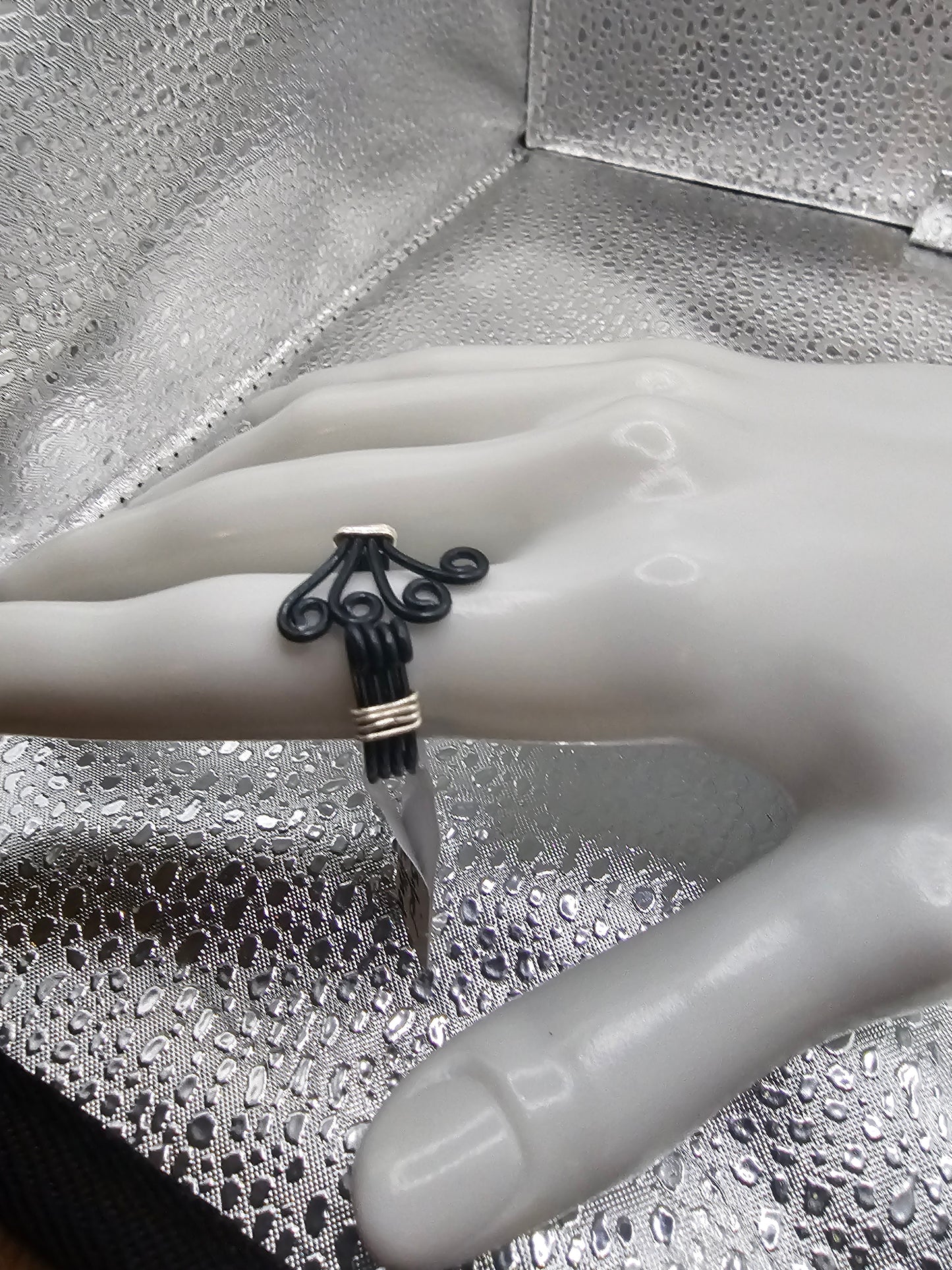 Black & Silver Peacock Knot Ring