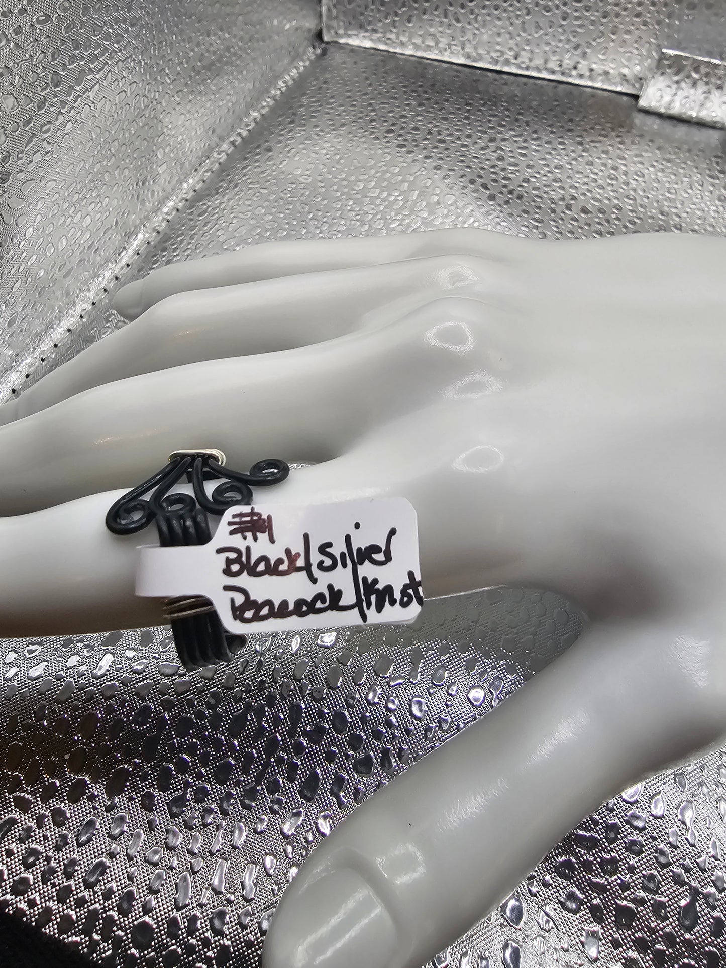 Black & Silver Peacock Knot Ring