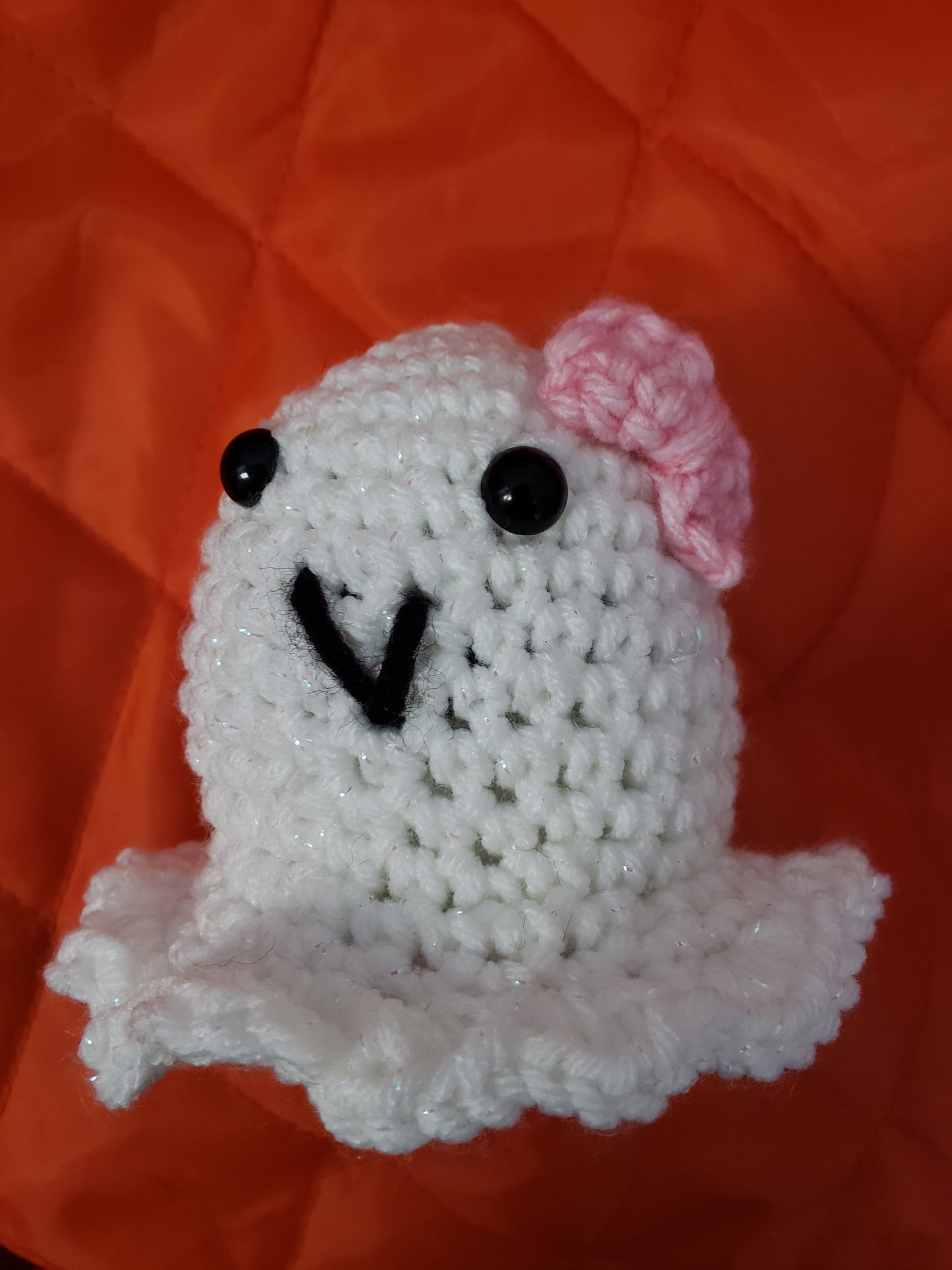 Crochet White Ghost with  Bow