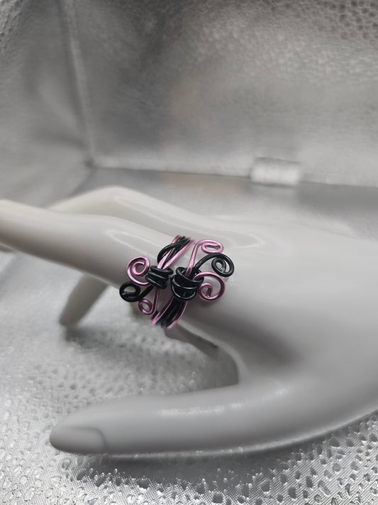 Black & Pink Filigree Ring